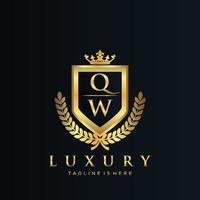 QW Letter Initial with Royal Luxury Logo Template vector