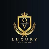 QV Letter Initial with Royal Luxury Logo Template vector