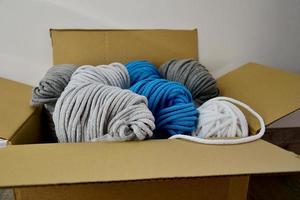 package with a colorful cord cotton for hand knitting photo