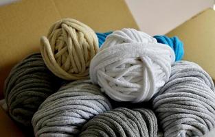 package with a colorful cord cotton for hand knitting photo