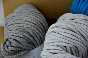 package with a colorful cord cotton for hand knitting photo