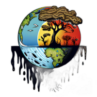 Klima Veränderung Illustration mit transparent Hintergrund, global Erwärmen Illustration Kunstwerk, ai generiert png