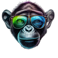 vistoso mono mono obra de arte ilustración camiseta diseño, transparente fondo, ai generado png