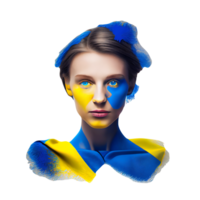 ukraina flagga kvinna illustration, skön kvinnor ukrainska och eu konstverk flaggor, ai genererad png