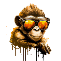 coloré singe singe ouvrages d'art illustration T-shirt conception, transparent arrière-plan, ai généré png