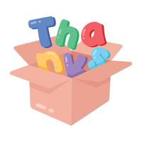 Trendy Thanks Box vector