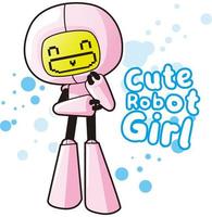 Cute Robot Girl Vintage T-shirt Design editable vector