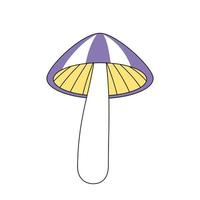 Retro groovy trippy mushroom. Hippie psychedelic fly agaric fungus. Vintage cartoon hallucinogenic fantasy amanita or toadstool. Trendy y2k pop culture isolated vector eps element. Ready for use