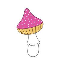 Retro groovy trippy mushroom. Hippie psychedelic fly agaric fungus. Hippy vintage cartoon hallucinogenic amanita. Trendy nostalgic y2k pop culture design. Isolated vector eps funky element