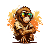 coloré singe singe ouvrages d'art illustration T-shirt conception, transparent arrière-plan, ai généré png