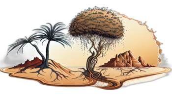 climat changement illustration avec transparent arrière-plan, global chauffage illustration ouvrages d'art, ai généré png