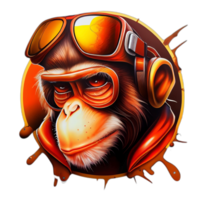 Colorful monkey ape artwork illustration t-shirt design, transparent background, png