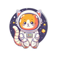 söt astronaut katt konstverk illustration, ai genererad png