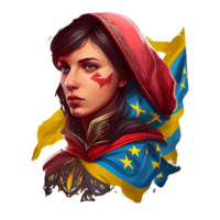 Ukraine Flag Woman illustration, beautiful women Ukrainian and EU artwork flags, png