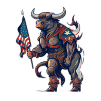 American patriot Bull cow, buffalo, artwork, illustration, graphic. America patriotism art tshirt design, t-shirt, AI generated png