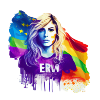 vrouw activist voor lgbtq rechten met regenboog vlag, tekenfilm, transgenders, homoseksueel, homo's verschillend mensen van homo en lesbienne gemeenschap, ai gegenereerd png