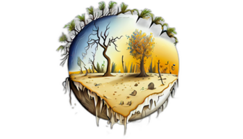 Climate change illustration with transparent background, Global warming illustration artwork, png