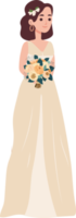 le la mariée avec une mariage bouquet de fleurs. illustration dans plat dessin animé style. png