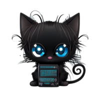 Cyberpunk cartoon cat artwork illustration, png