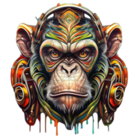 colorida macaco macaco obra de arte ilustração camiseta projeto, transparente fundo, ai gerado png