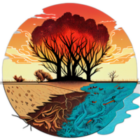 Climate change illustration with transparent background, Global warming illustration artwork, png