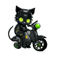 Cyberpunk cartoon cat artwork illustration, png