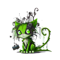 Cyberpunk cartoon cat artwork illustration, png