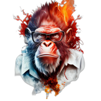 colorida macaco macaco obra de arte ilustração camiseta projeto, transparente fundo, ai gerado png