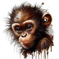 Colorful monkey ape artwork illustration t-shirt design, transparent background, png