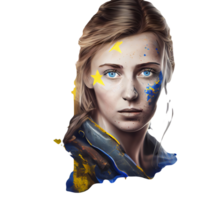 Ukraine Flag Woman illustration, beautiful women Ukrainian and EU artwork flags, png