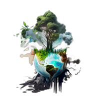 Climate change illustration with transparent background, Global warming illustration artwork, AI Generated png
