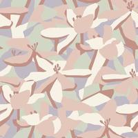 Vector abstract flower and leaf seamless repeat pattern