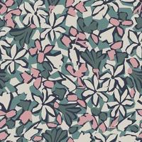 Vector abstract flower and leaf seamless repeat pattern