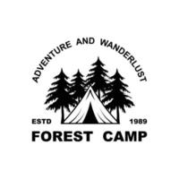 bosque acampar logo diseño, al aire libre logo, aventuras logo modelo vector