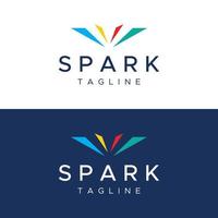 Creative colorful spark logo template design in modern style. Logotype for business, brand, celebration, fireworks, stars. vector