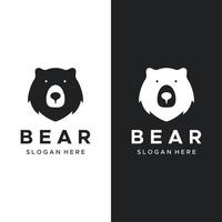 Polar bear animal logo template design and bear face isolated on background. vector