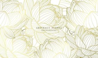 Lotus luxury hand drawn botanical leaves line art background vector