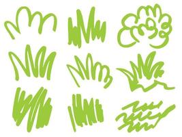 Hand drawn doodle grass graphic sketches. Decorative vector markers brush graphic doodle element