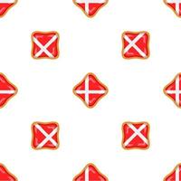 Pattern cookie with flag country Denmark in tasty biscuit vector