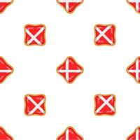 Pattern cookie with flag country Denmark in tasty biscuit vector