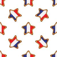 Pattern cookie with flag country France in tasty biscuit vector