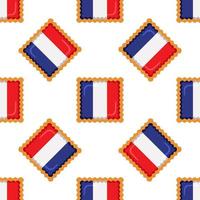 Pattern cookie with flag country France in tasty biscuit vector