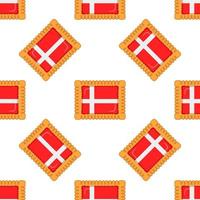 Pattern cookie with flag country Denmark in tasty biscuit vector