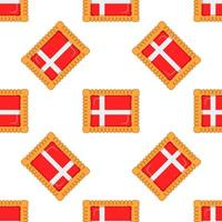 Pattern cookie with flag country Denmark in tasty biscuit vector