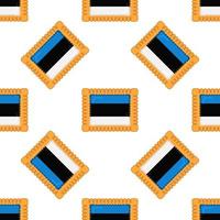 Pattern cookie with flag country Estonia in tasty biscuit vector