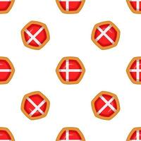 Pattern cookie with flag country Denmark in tasty biscuit vector