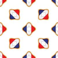 Pattern cookie with flag country France in tasty biscuit vector