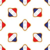 Pattern cookie with flag country France in tasty biscuit vector