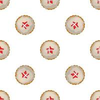 Pattern cookie with flag country Denmark in tasty biscuit vector