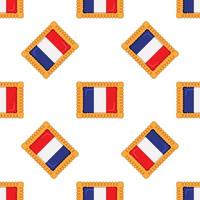 Pattern cookie with flag country France in tasty biscuit vector